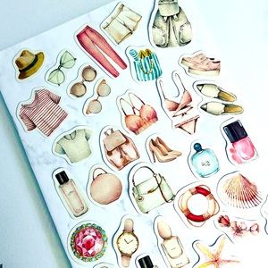 Pretty in Pink, Retro Vintage, 1950’s, Summertime Fun, 31 Deco Stickers